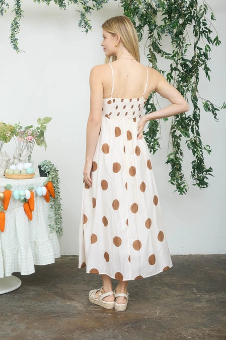 Mocha Dot Maxi Dress