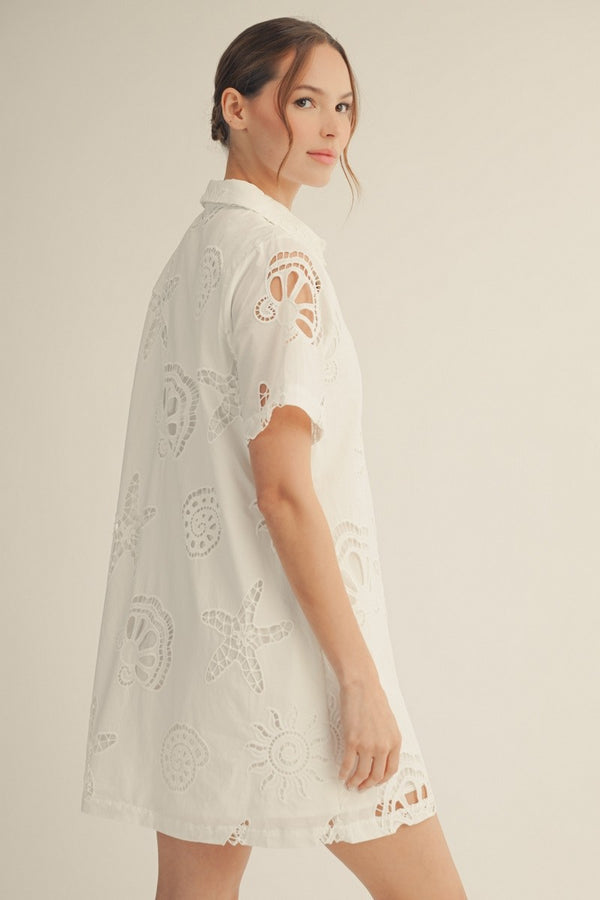 Seaside Eyelet Shirt Dress