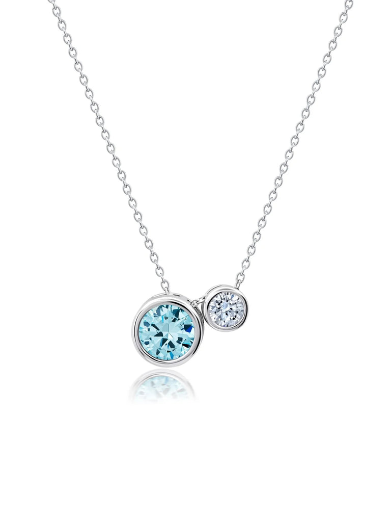 Aqua and Clear Bezel Necklace
