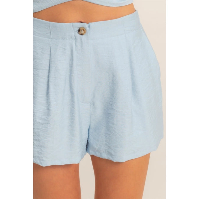 Strap Buttoned Top And Shorts Set