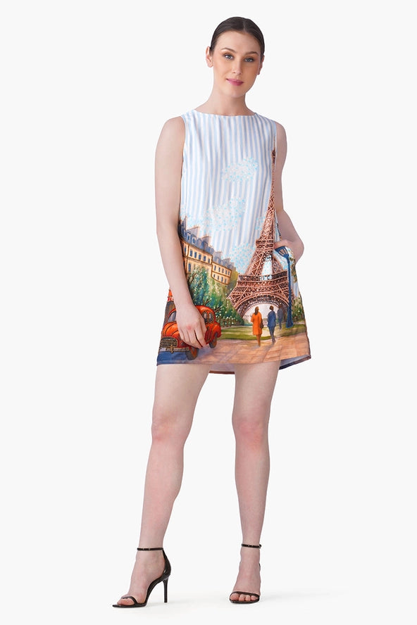 Love in Paris Embellished Sleeveless Dress