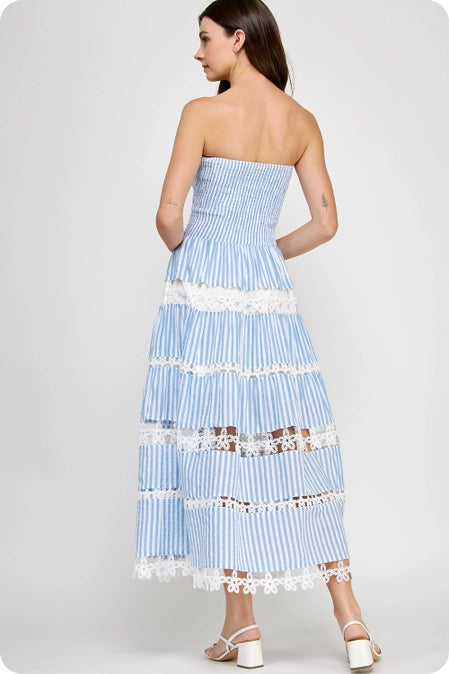 Strapless Floral Lace Tube Dress