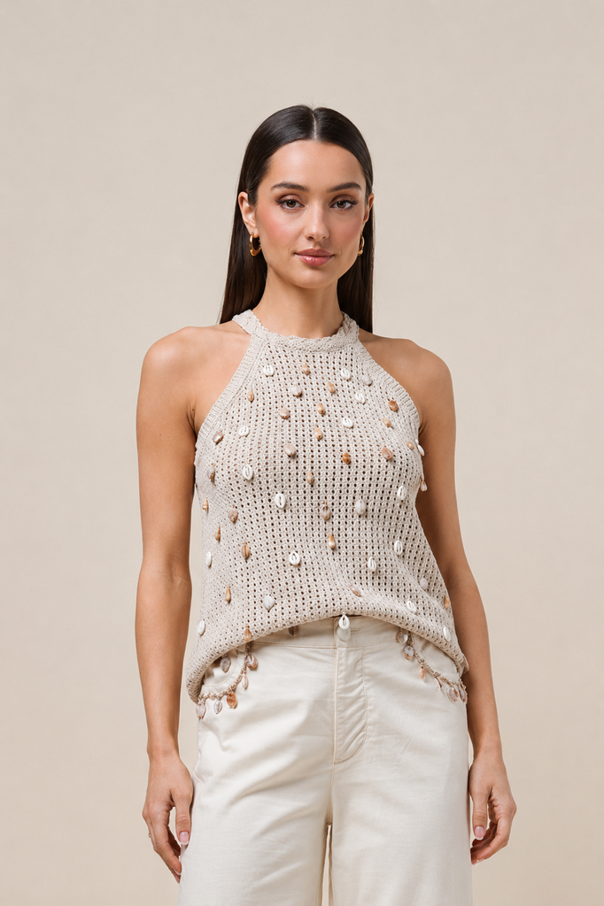 Seashell Muse Knit Halter Top
