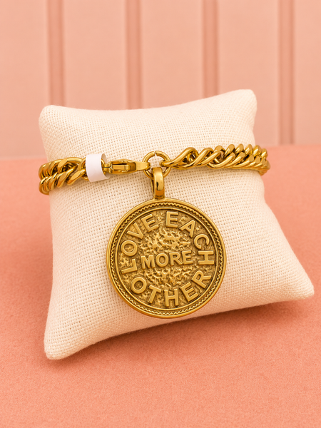 "Love Each Other More" Coin Bracelet
