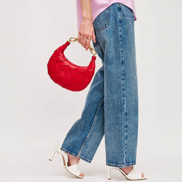 Pamela Woven Crossbody Red handbag, stylish design, perfect for summer collection boutique and new arrivals in women's fashion.