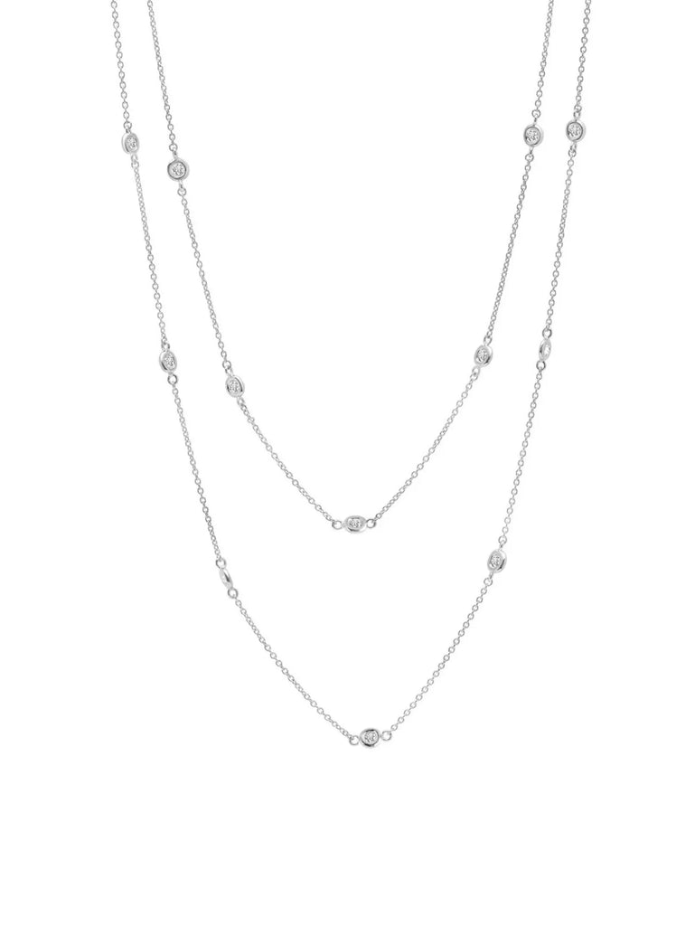 Bezel 36" Necklace Finished in Pure Platinum- 2mm