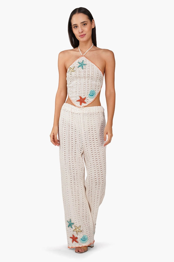 Coastal Patch Crochet Embellished Hanky Top
