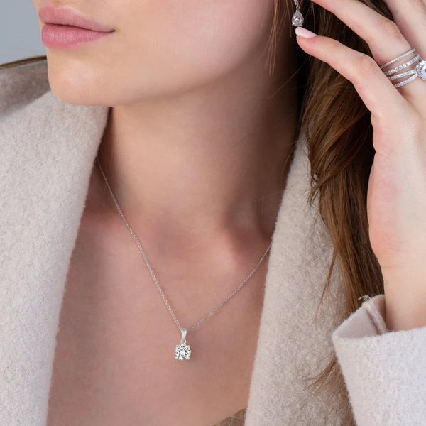 Royal Brilliant Cut Pendant Necklace Finished in Pure Platinum
