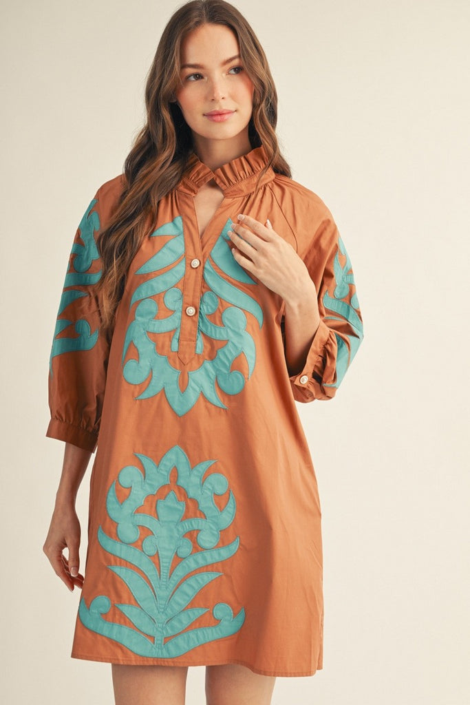 Baroque Applique Shift Dress