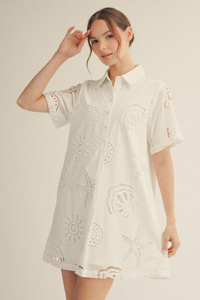 Seaside Eyelet Shirt Dress