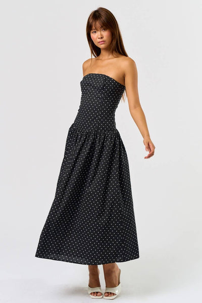 Strapless Tube Polka Dot Maxi Dress