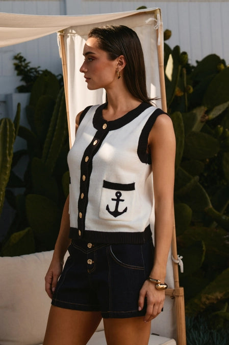 Yacht Club Anchor Knit Vest