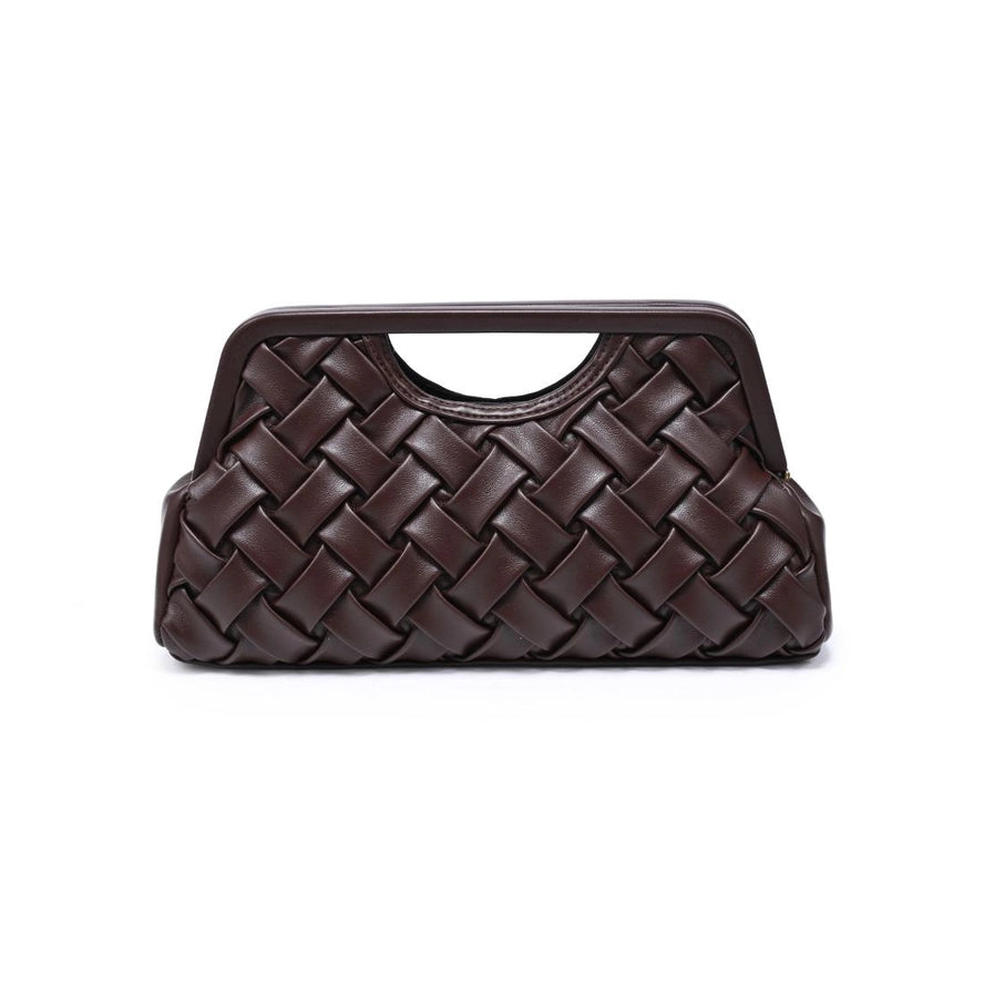 Alouette Clutch - sculpted woven silhouette with a modern cutout handle.