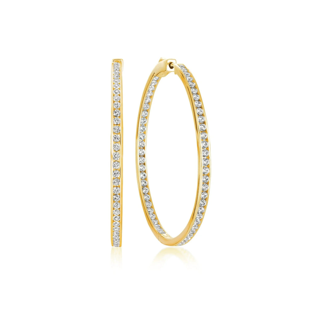Classic Inside Out Hoop Earrings Finished in 18kt Yellow Gold - 1.3" diamete
