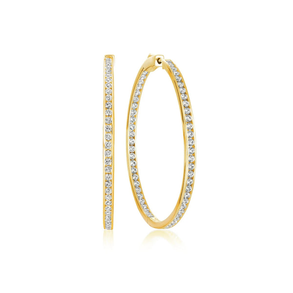 Classic Inside Out Hoop Earrings Finished in 18kt Yellow Gold - 1.3" diamete