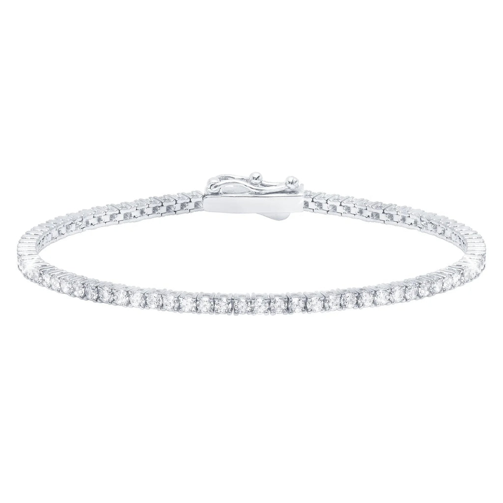 Classic Small Brilliant Tennis Bracelet Finished in Pure Platinum sz7