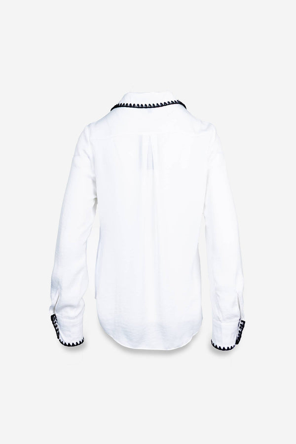 Blanket - Stitch Silky Button - up Blouse Off White