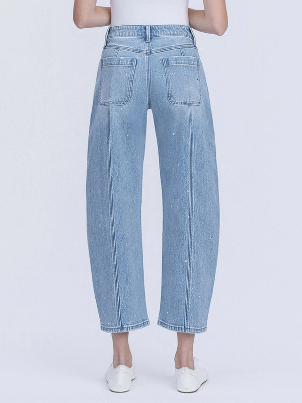 Hi Rise Barrel with Subtle Studs Jeans