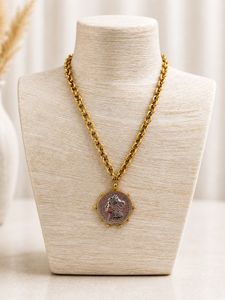 Two-Tone Heritage Coin Pendant Necklace