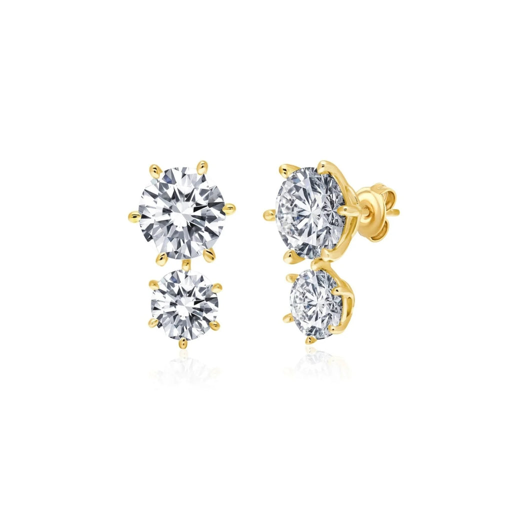 Double Brilliant Stud Earrings Finished in Gold