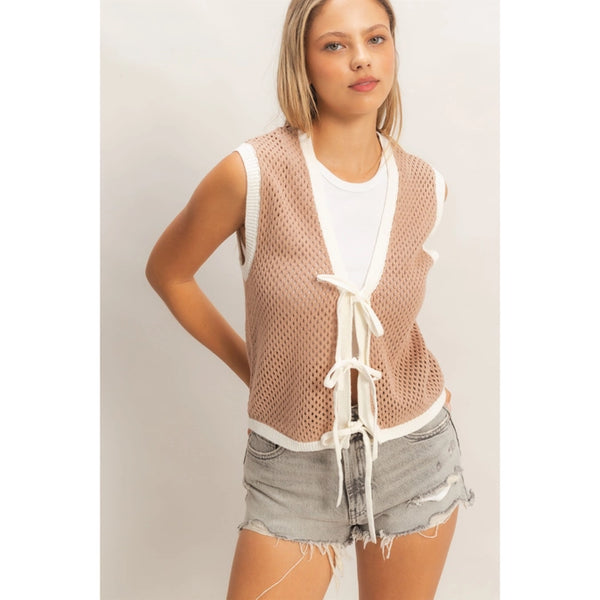 Knit Vest With Tie Closure