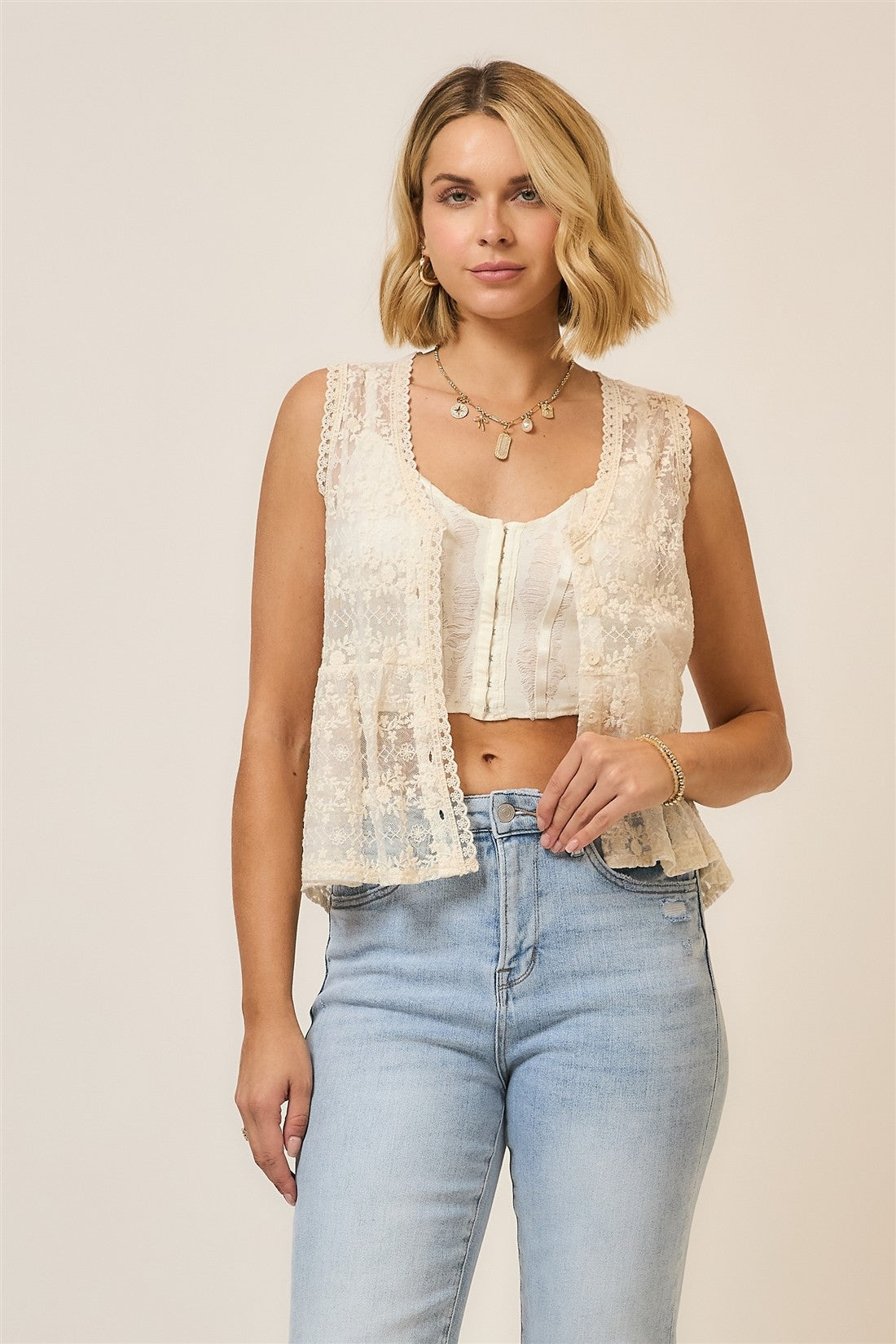 Ivory Whisper Sleeveless Lace Top