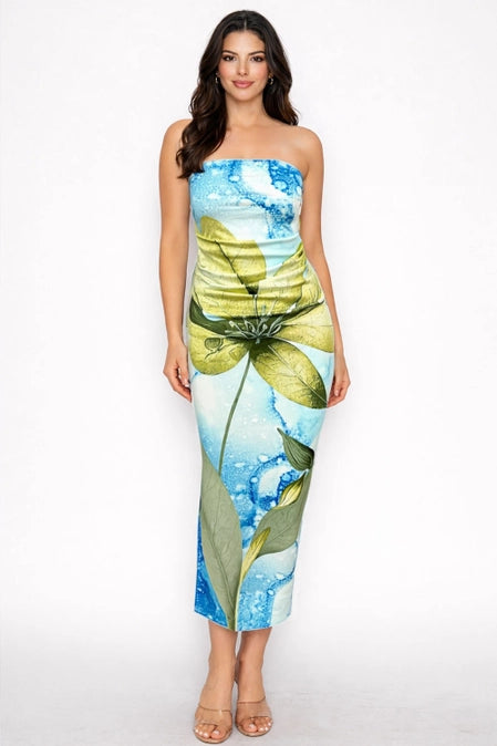 Floral Print Maxi Slit Dress