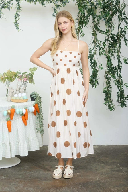 Mocha Dot Maxi Dress
