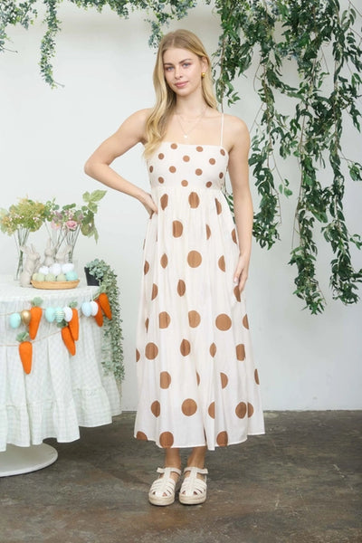 Mocha Dot Maxi Dress