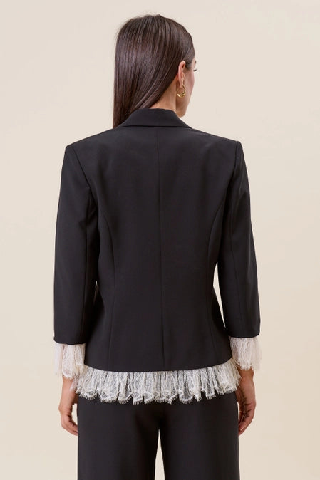 Midnight Romance Lace Trim Blazer