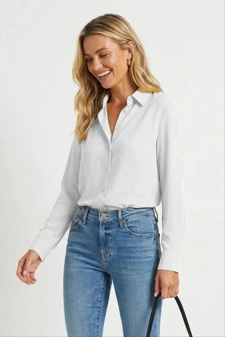 Fitted Long Sleeve Button Up Blouse