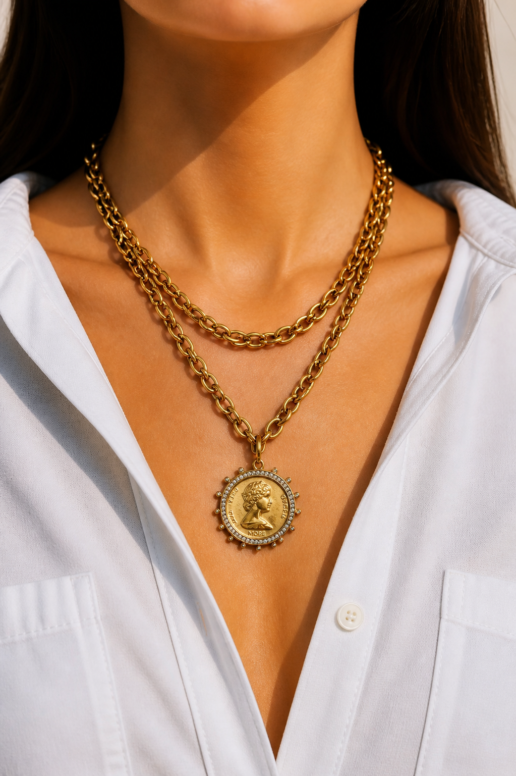 The Empress Aurelia XL Coin Necklace