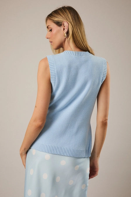 Sleeveless Button Down Knit Vest Sweater