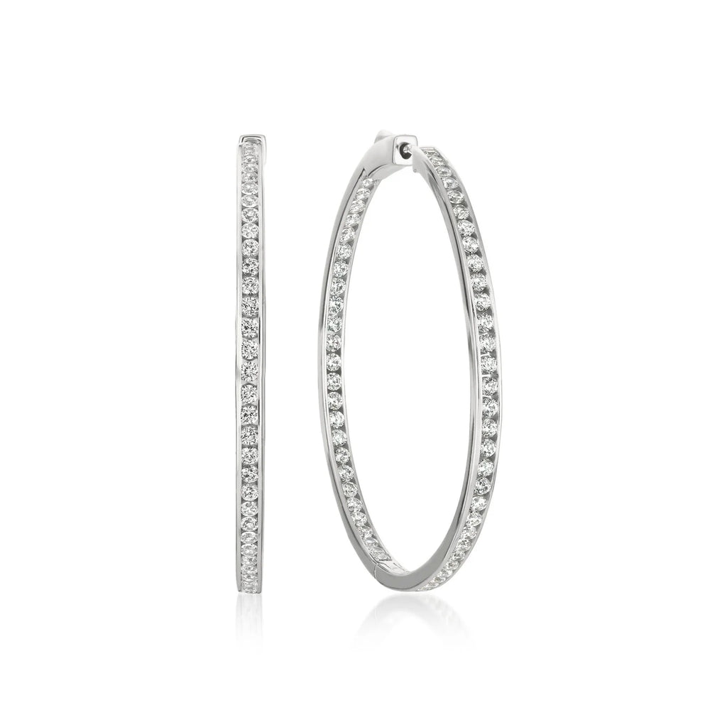 Classic Inside Out Hoop Earrings Finished in Pure Platinum - 1.3"