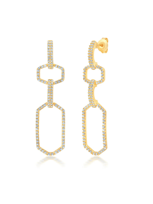 Linear Link Earrings in Platinum