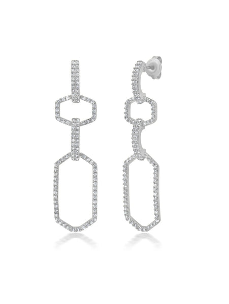Linear Link Earrings in Platinum