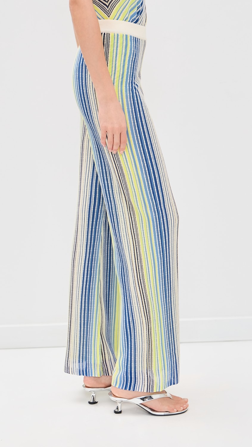 Blue Multi  Striped Knit Sweater Pants