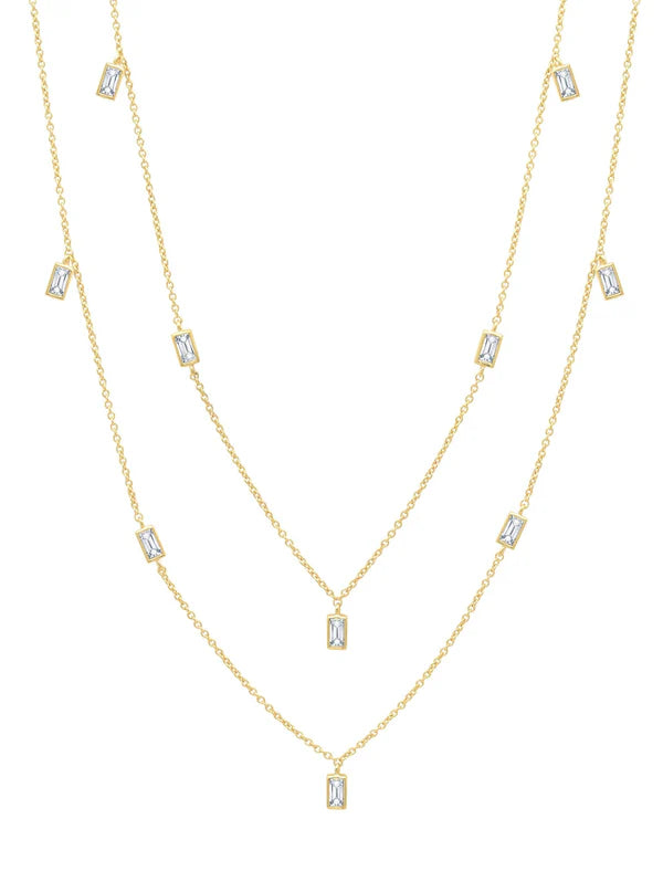 Prism Baguette 36" Necklace Finished in Pure Platinum