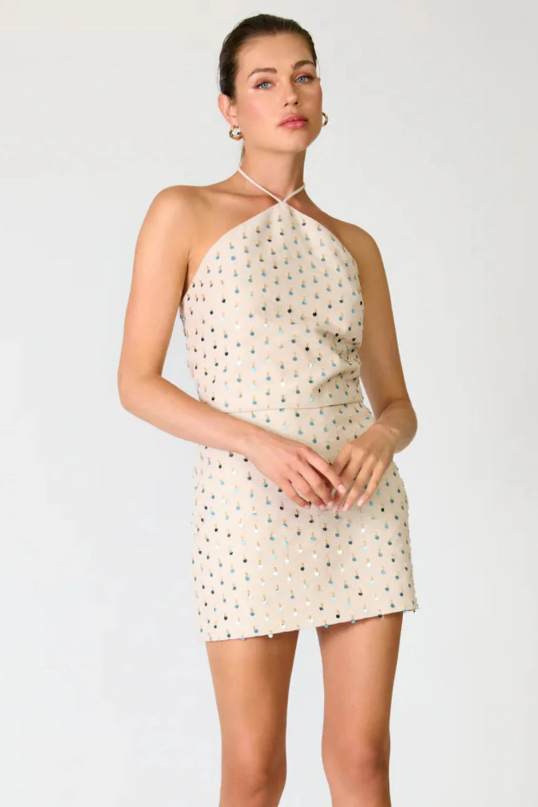 Sunstone Mini Sequin Skirt Ecru