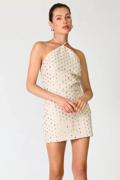 Sunstone Mini Sequin Skirt Ecru