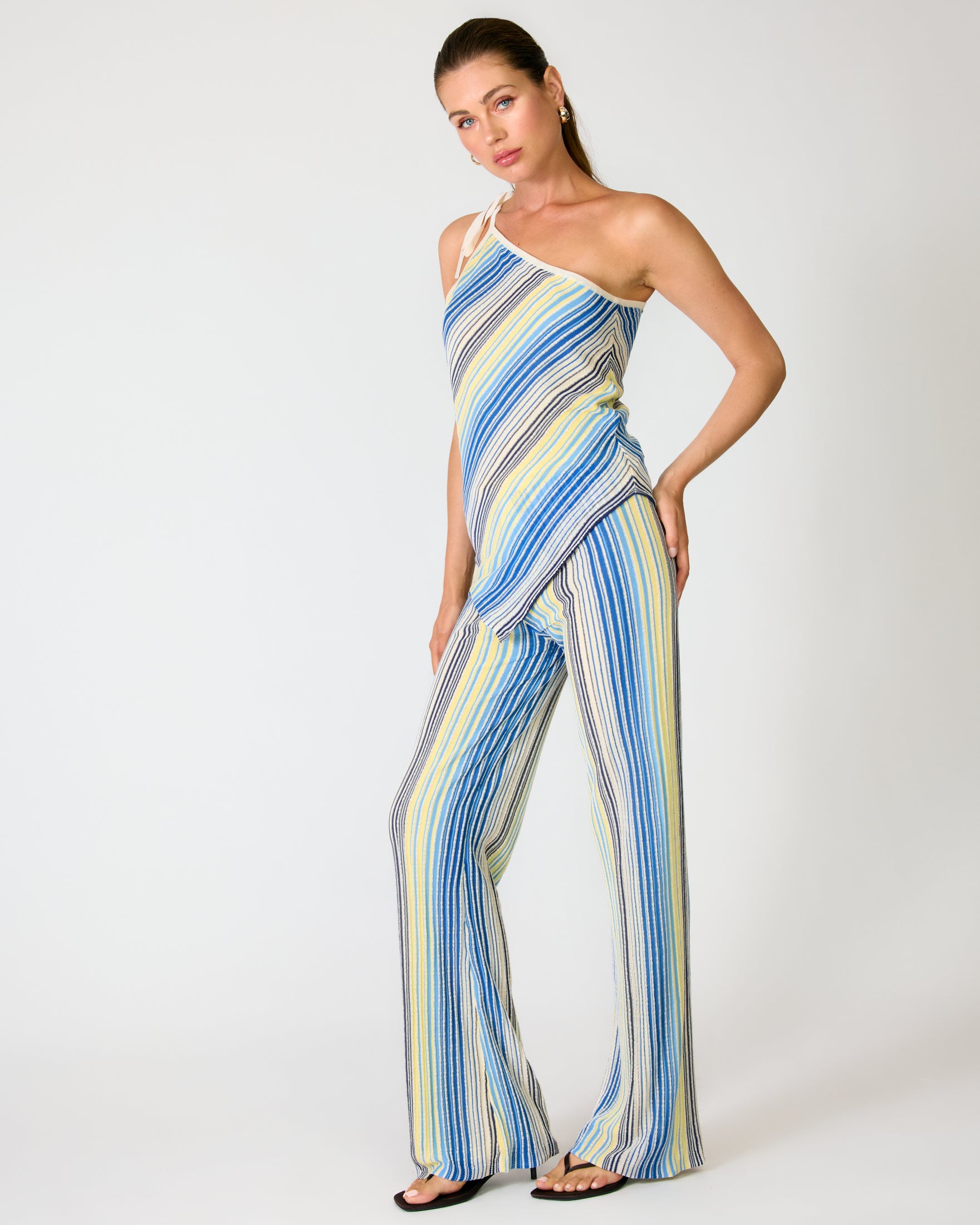 Blue Multi  Striped Knit Sweater Pants