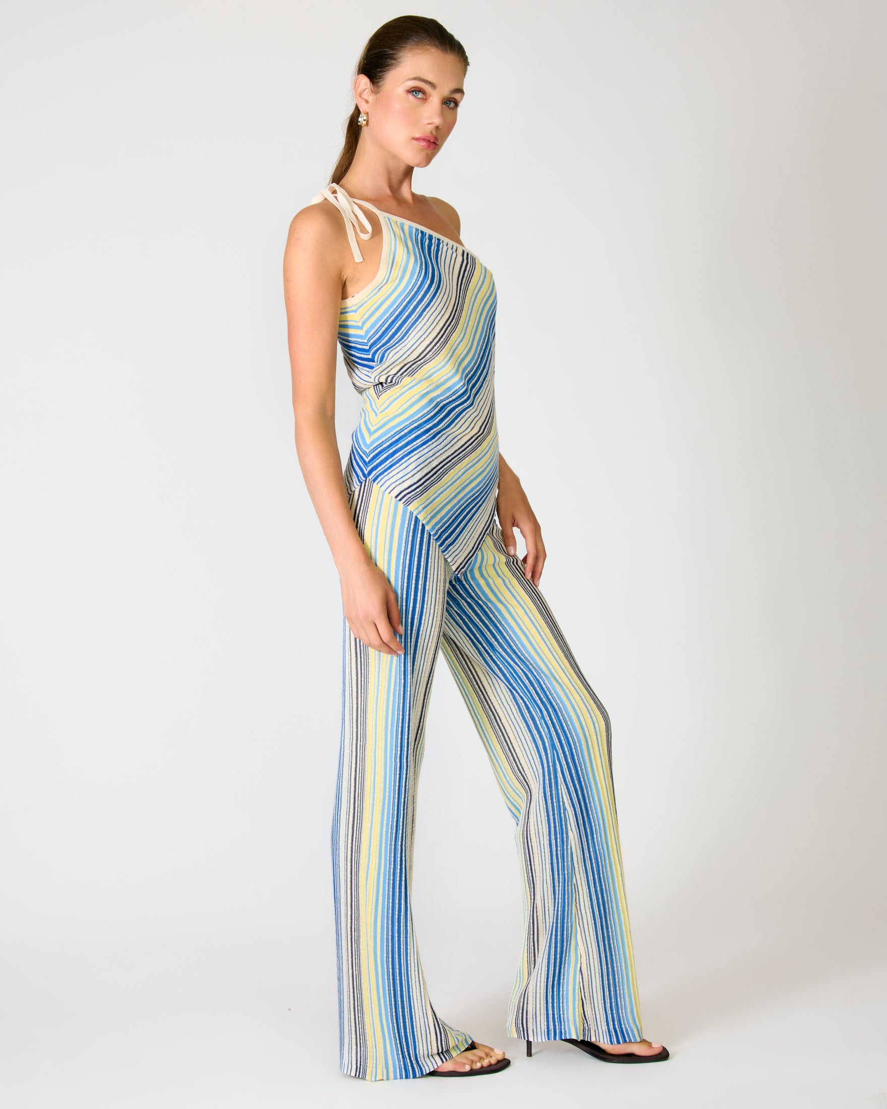 Blue Multi  Striped Knit Sweater Pants