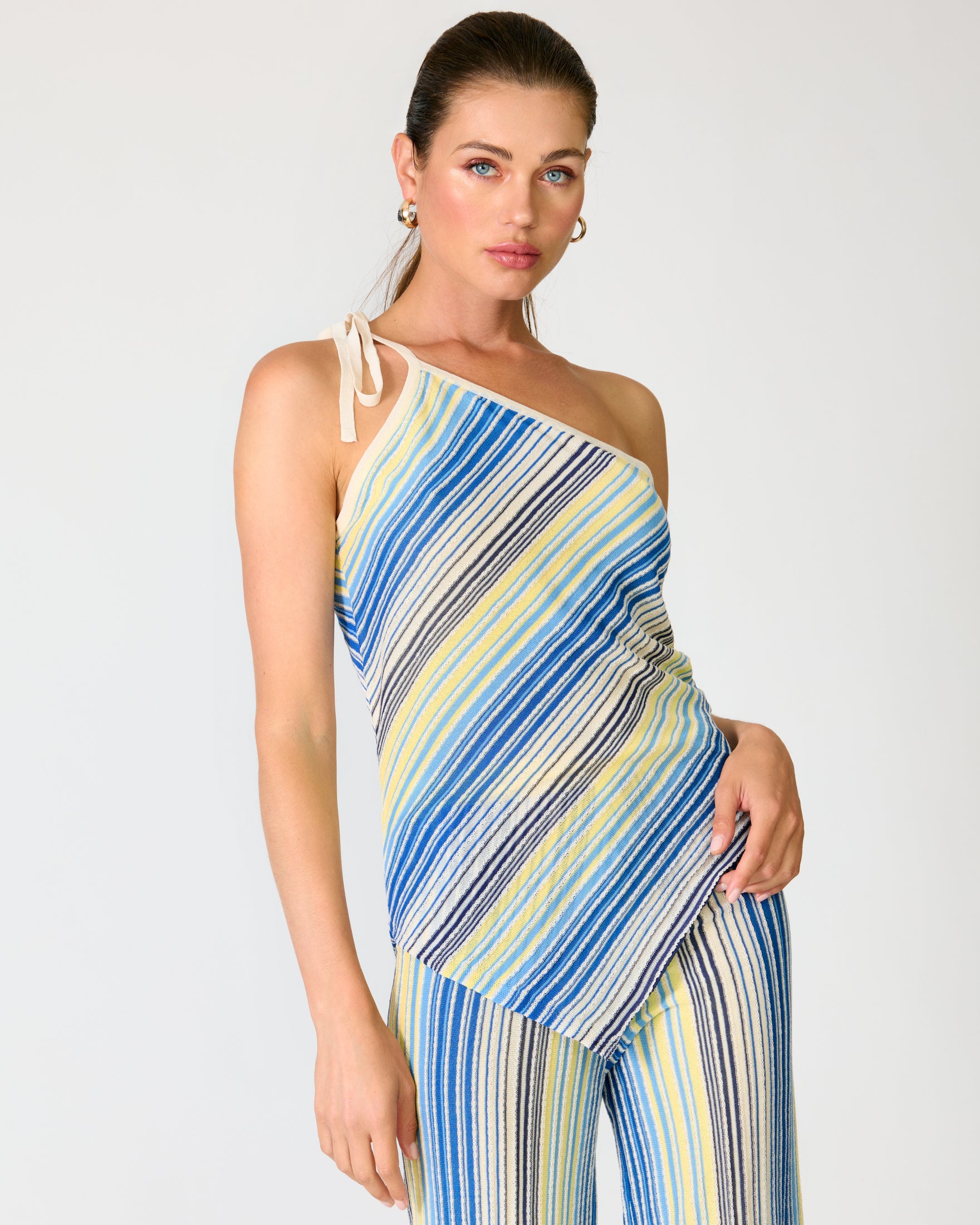 Blue Multi  Striped Knit Sweater Top