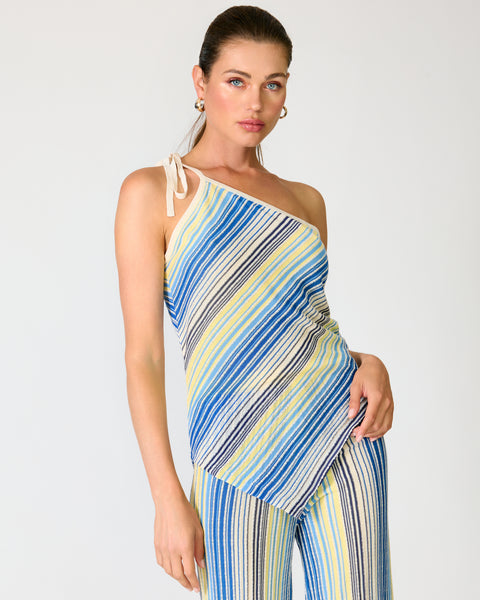 Blue Multi  Striped Knit Sweater Top