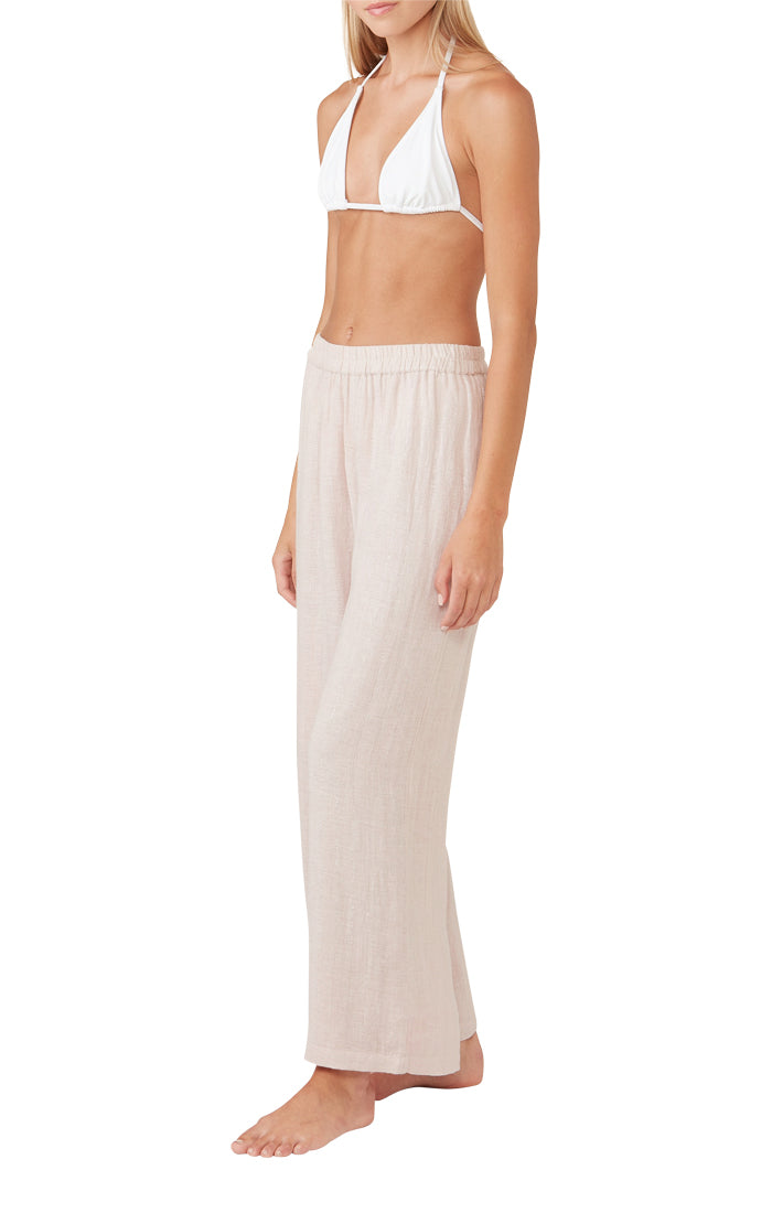 Blush Elastic Waist Sheer Pants