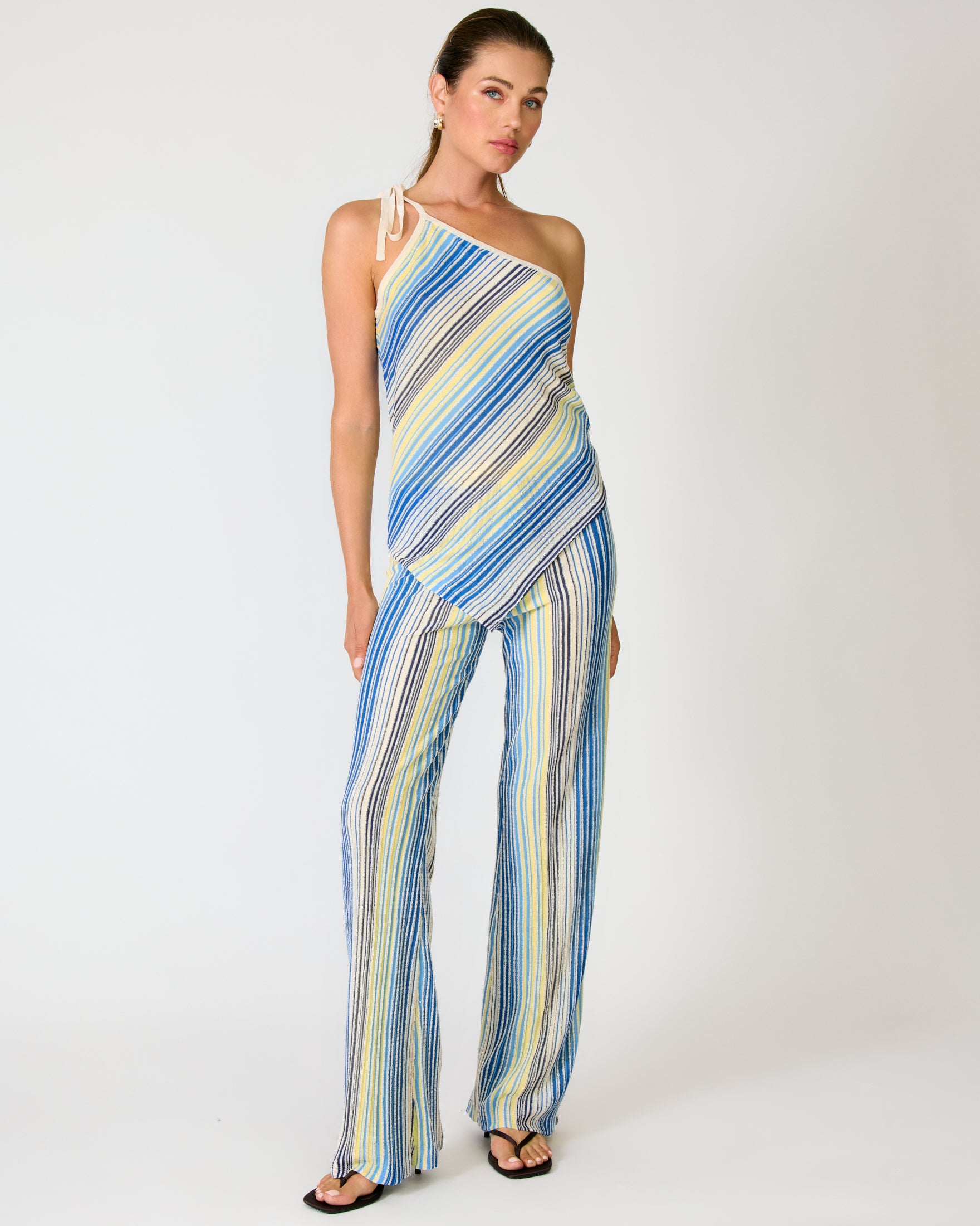 Blue Multi  Striped Knit Sweater Pants