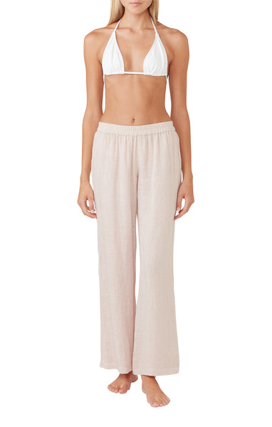 Blush Elastic Waist Sheer Pants